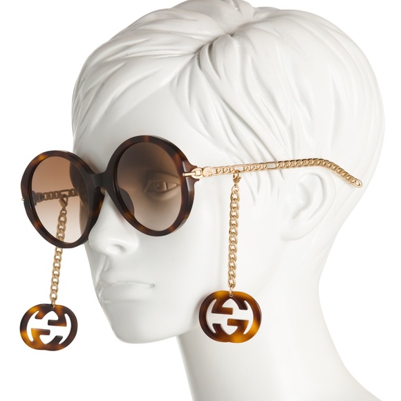 NWT GUCCI 56 mm Brown Multi Sunglasses with logo charms. - Picture 14 of 14